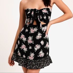 Black floral mini dress